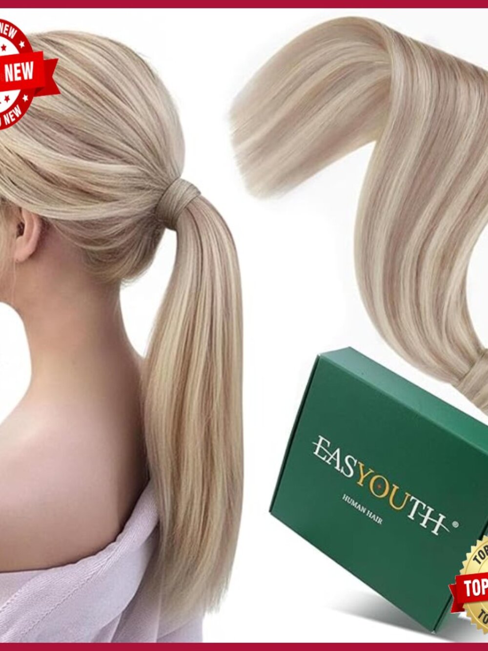 16 Inch Human Hair Ponytail Extension 80g Wrap Around Clip In Volume